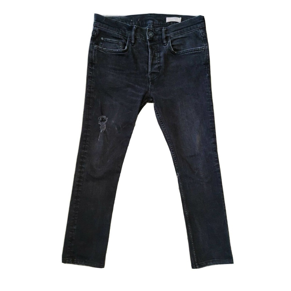 Allsaints Mens Kikare Cigarette Button Fly Black Jeans Size 30x26